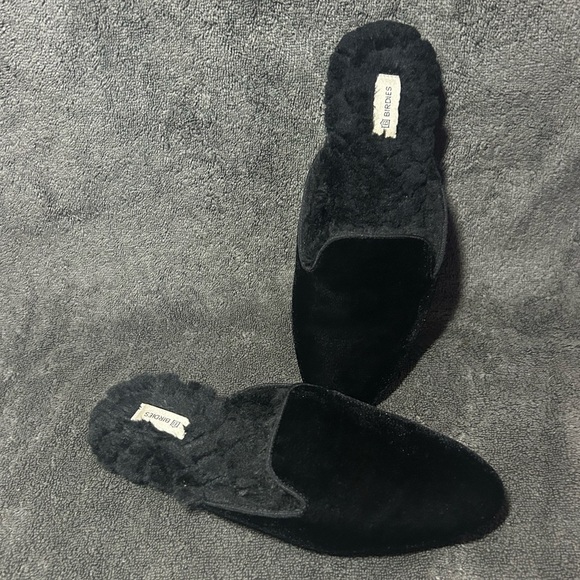 Birdies Black Phoebe Faux Fur Velvet Mules Slip On Flats Women’s Size 7.5 - Picture 5 of 8